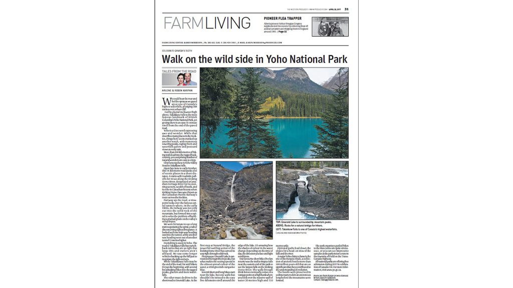 Yoho National Park by Robin and Arlene Karpan, Western Producer, April, 2017