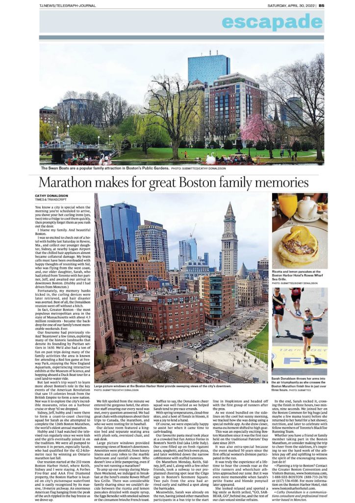 Telegraph-Journal - Marathon makes for great Boston family memories