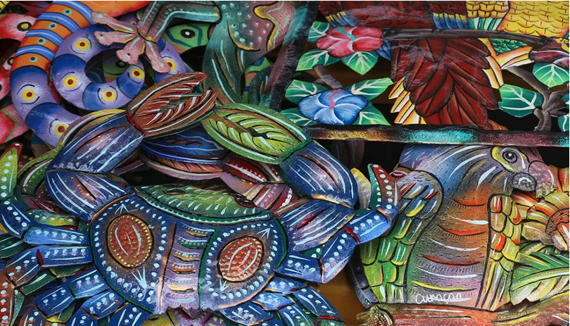 Colourful Caribbean souvenir shopping on the island of