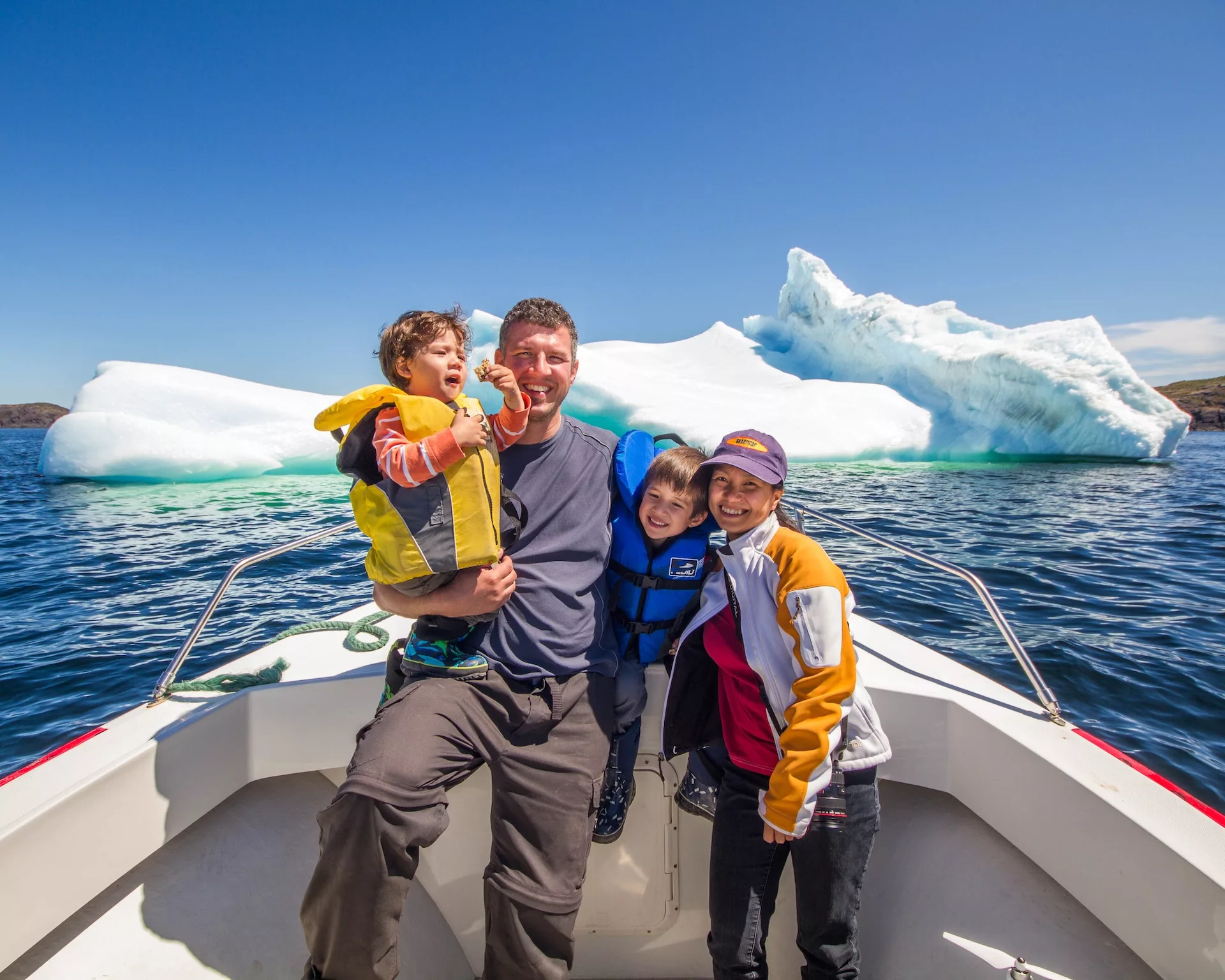Family on an adventure to see Icebergs in Twillingate, Newfoundland